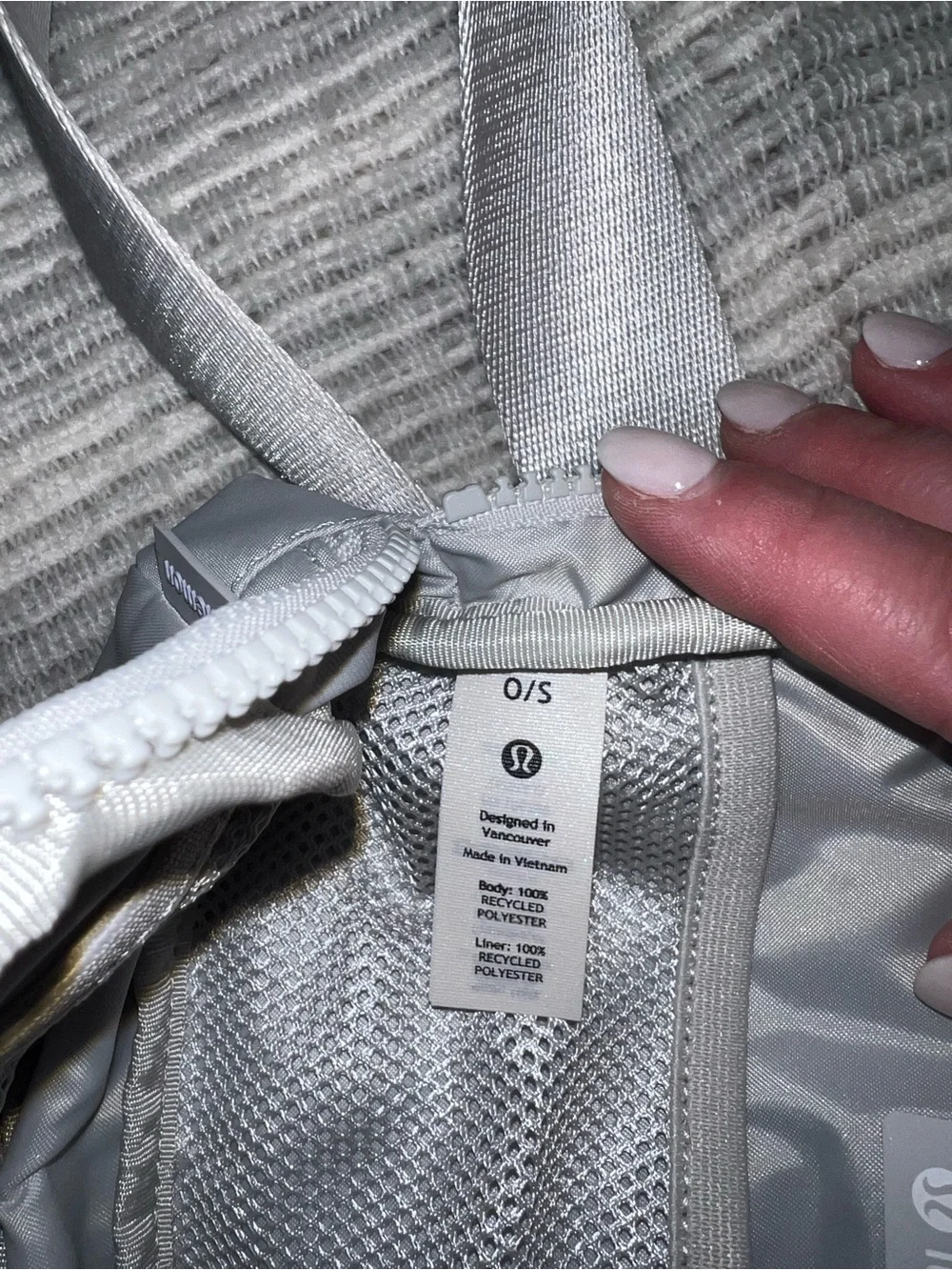 lululemon athletica Silver Iridescent Crossbody Bag with Pastel Logo